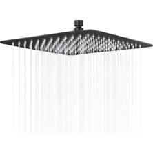 1001 Tepe Duş Başlığı Kare Slim 304 Metal 40X40 cm (Mat Siyah)