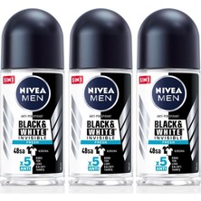 1001 Men Erkek Roll-On Deodorant Black&white Fresh 50ML, 48 Saat Koruma, X3 Adet