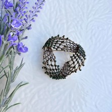 Nes Design Geometrik Broş (Yeşil Taşlı)