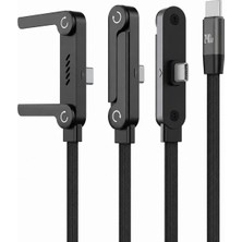 1001 Type-C To Type-C Katlanabilir Standlı Hızlı Şarj Data Kablosu Iphone Android Uyumlu 1m Siyah