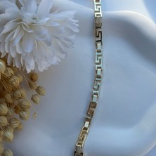 Nes Design 14K Özel Seri Labirent Model Zincir Bileklik (Gold) (17+2 Cm)