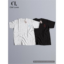 Mondschein Unisex Ateş ve Su Baskılı Sevgili Çift Kombini Tasarım Oversize Tshirt 2li