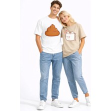 Mondschein Sevgili Kombini Eğlenceli Baskılı Çift Tişört Oversize Unisex Partner Tişört 2’li Set
