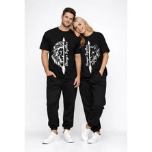 Mondschein Sevgili Kombini Oversize Çift Tişört Unisex Matching Couple Stronger Together Baskılı Partner Set