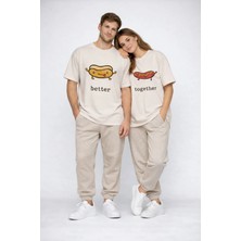 Mondschein Better Together Baskılı Sevgili Kombini Çift Tişört Oversize Unisex Çift Kombin