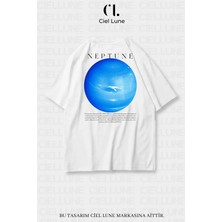 Mondschein Unisex Kadın Erkek Neptün Baskılı Özel Tasarım Oversize T-Shirt