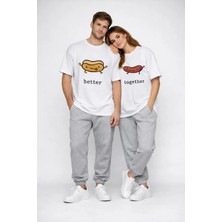 Mondschein Better Together Baskılı Sevgili Kombini Çift Tişört Oversize Unisex Çift Kombin