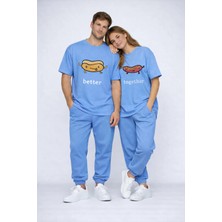 Mondschein Better Together Baskılı Sevgili Kombini Çift Tişört Oversize Unisex Çift Kombin