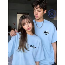 Mondschein King Queen Sevgili Tişört Kombini Unisex Çift Tişört Seti %100 Pamuk Couple T-Shirt