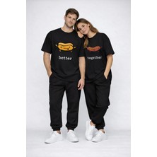 Mondschein Better Together Baskılı Sevgili Kombini Çift Tişört Oversize Unisex Çift Kombin