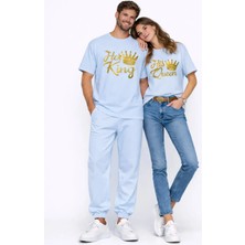 Mondschein King Queen Sevgili Kombini Oversize Çift Tişört Unisex Partner Kombin Uyumlu Çift Seti