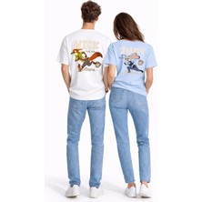 Mondschein Sevgili Kombini Crazy Animal Baskılı Çift Tişört Oversize Unisex Çift Kombin Karikatür Çift Set