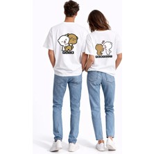 Mondschein Sevgili Kombini Perfect Pair Ayıcık Baskılı Çift Tişört Oversize Unisex Partner Kombin Seti