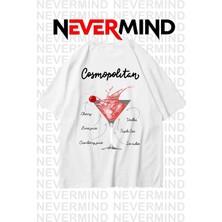 Mondschein Kadın Oversize Pamuk Tişört - Cosmopolitan Kokteyl Desenli