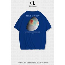 Mondschein Unisex Kadın Erkek Merkür Baskılı Özel Tasarım Oversize T-Shirt