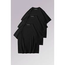 Mondschein Erkek & Kadın Siyah %100 Pamuklu 3’lü T-Shirt Paketi