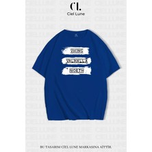 Mondschein Unisex Kadın Erkek Vıkıng Valhala Baskılı Özel Tasarım Oversize T-Shirt