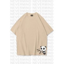 Mondschein Unisex Kadın Erkek Mndsches Panda Özel Tasarım Baskılı Oversize Tshirt