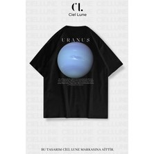 Mondschein Unisex Kadın Erkek Uranüs Baskılı Özel Tasarım Oversize T-Shirt
