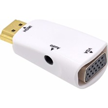 1001 HDMI To VGA 3.5mm Jack Ses Çıkışlı Fhd 1080P Dönüştürücü 4867