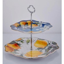 Lamedore LEMONS SERIE 2 LAYER CAKE PLATE 20 CM 26 CM