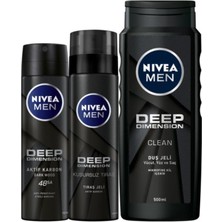 1001 Men Erkek Deep Dimension Bakım Seti, Sprey Deodorant 150 Ml,tıraş Jeli 200 ml ve Duş Jeli 500 ml