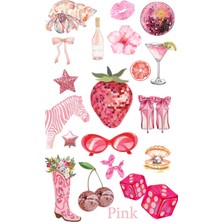 1001 Pink Vsco Laptop Tablet Telefon Ajanda Bullet Journal Motor Sticker - Etiket
