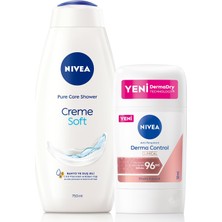 1001 Creme Soft Duş Jeli 750ML ve Stick Deodorant Derma Control Clinical 50ML, 96 Saat Anti-Perspirant