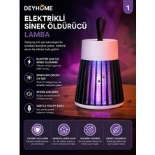 1001 Elektrikli Sinek Öldürücü Lamba USB Şarjlı Uv Işıklı Sivrisinek Tuzak Lambası Sessiz Çal�
