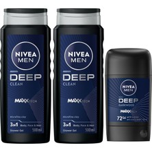 1001 Men Erkek Stick Deodorant Deep Dimension, 48 Saat Anti-Perspirant Koruma, 50 ml + Nıvea Men Deep Dim
