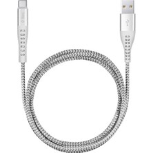 1001 2DKX02CG Extremecable Ekstra Dayanıklı Type C Şarj Kablosu 150CM Gümüş