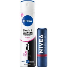 1001 SPF30 Nemlendirici Kırmızı Dudak Kremi ve Kadın Sprey Deodorant Black&white Invisible Clear 150M