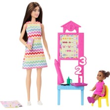 1001 Kariyer Oyun Setleri - Öğretmen Bebek Öğretmen Barbie, Kahverengi Saçlı Bebek, 1 Çocuk Figür