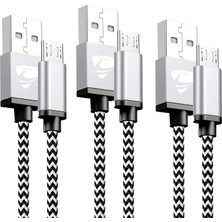 1001 Micro-Usb Hızlı Şarj Kablosu, 1 Metre, 2.1A, Kopmaz Naylon Örgülü Veri Kablosu, Samsung, Xiaom
