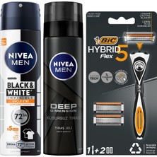 1001 Erkek Sprey Deodorant Black & White Invisible 72 Saat Anti-Perspirant Koruma 150ML + Tıraş Jeli De