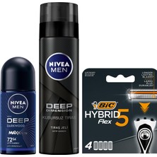 1001 Erkek Roll On Deodorant Deep Dimension Darkwood 50ML + Tıraş Jeli Deep Dimension 200ML + Bıc Hybri