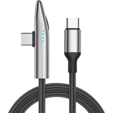 1001 Metro 240W 90° Açılı 1.8 Metre Type-C To Type-C Hızlı Şarj Oyuncu Kablosu Otomatik Kapanma ve
