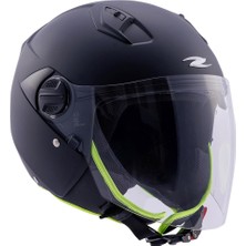 1001 Zs 213 Açık Motosiklet Kaskı Matt Black M