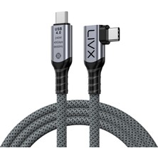 1001 Usb4 Kablo 90 Derece Usb-C To Usb-C 40GBPS Veri Aktarım, 240W Pd Hızlı Şarj, 8K@60Hz Görüntü