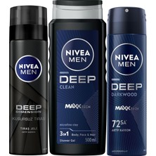1001 Erkek Deep Dimension Duş Jeli 500 ml + Tıraş Jeli Deep Dimension 200ML + Sprey Deodorant Deep Dim