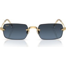 1001 Rb 3928 001S2 54 A$ap Rocky Unisex Dikdörtgen Gold Aynalı Metal Güneş Gözlüğü