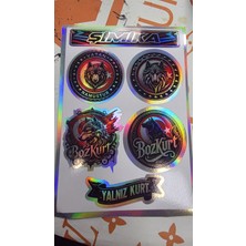 Şimika Bozkurt Hologram 10X15 cm Kaliteli Baskı Stıcker 1 Takim Etıket