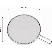 Tuğraçelik Ibico İ22-425 Lux Krom Saplı Tel Yağ Sıçratmaz - 29 cm Metal Çerçeveli 17 cm Sap- 12'li Paket