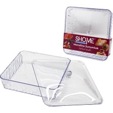 Tuğraçelik Shome Kare & Oval Kenar Mika Kristal & Plastik Şeffaf Kapaklı Monalina Sunumluk- 24'li Paket