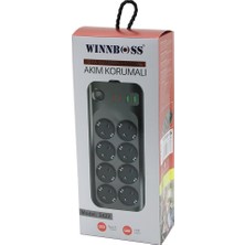Tuğraçelik WINNBOSS-3422 Termal Akım & Kısa Devre Korumalı (8li Priz) (2+2 Usb-Type-C) (2mt) (Anahtarlı) Uzatma Kablo (16A & 4000W)*30