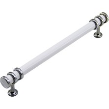 Tuğraçelik Ibico 946 Boru Çekmece Kulp 12.8 cm - Krom Yüzük Beyaz Kulp- 10'li Paket
