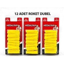 Tuğraçelik Medalyan Dl-86 Roket Dübel 8 mm Sarı Plastik - 12 Adet- 12'li Paket
