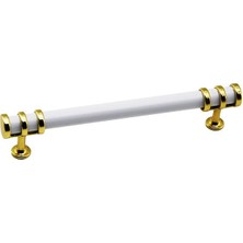 Tuğraçelik Ibico 941 Boru Çekmece Kulp 12.8 cm - Altın Yüzük Beyaz Kulp- 10'li Paket