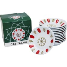 Tuğraçelik Aslan 142K Lüks Kırmızı Beyaz Melamin Çay Tabağı- 12'li Paket