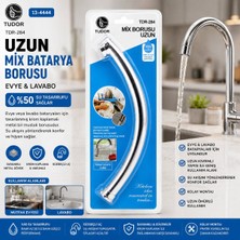 Tuğraçelik Tudor TDR-284 Kuğu Uzun Mix Batarya Borusu - Evye ve Lavabo, Krom Kaplama, Süzgeçli Uç, Vakumlu